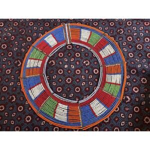Vintage African Beaded Collar Necklace | Maasai Multicolor Beadwork Afrohemian